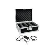 EUROLITE Set Flightcase 4x AKKU Flat Light 1 + Ladegerät
