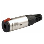 Jack Female locking Plug, Nickel housing, Black endcap