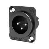 Seetronic XLR 3P Chassis, male Verzilverde contacten - zwarte behuizing