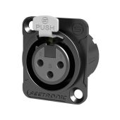 Seetronic XLR 3P Chassis, female Verzilverde contacten - zwarte behuizing