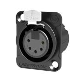 Seetronic XLR 5P Chassis, female Vergulde contacten - zwarte behuizing