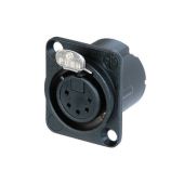 Neutrik XLR 5p. Chassis Female Silver contacts, Black metal housing