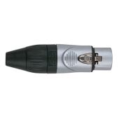 Dap XLR conector 3 polig female  X- Nikel met zwarte eindkap 
