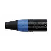 Dap XMK203BU XLR 3polig male xlr connector zwarte behuizing Blauwe eindkap