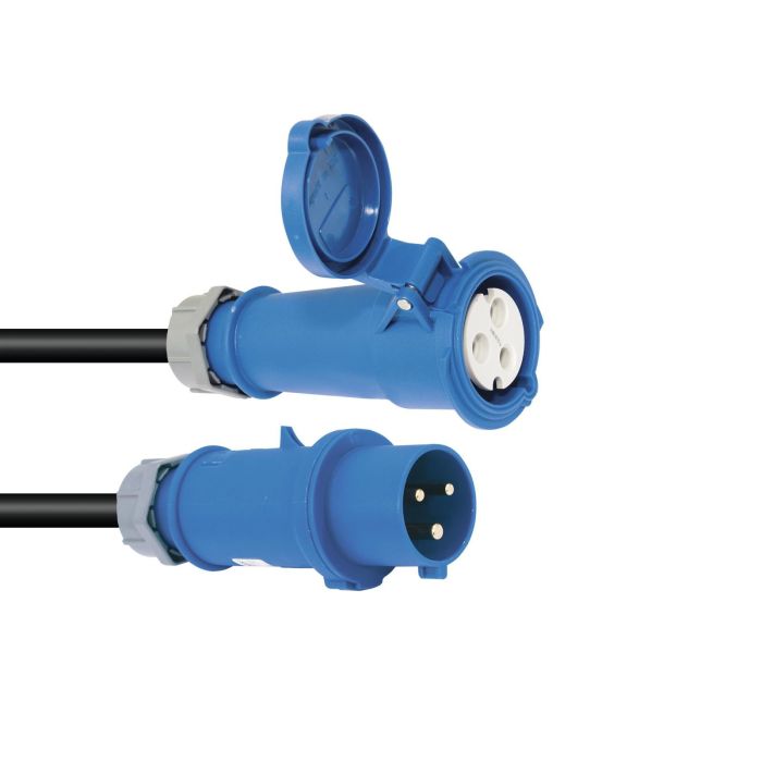 CEE Verlengkabel 16Amp 3x2.5mm 10m blauw ( camping en markt verlengkabel)