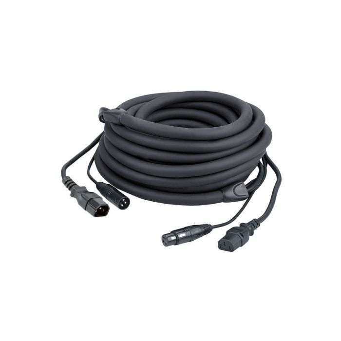 DAP FP1210 - IEC/XLR Male naar IEC/XLR Female 10 mtr power+dmx zwart